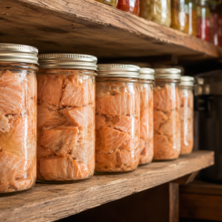 Canned salmon for long-term storage